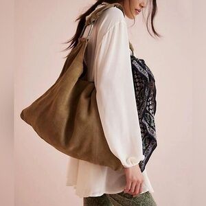 Free People Bobbi Slouch Suede Tote - sand